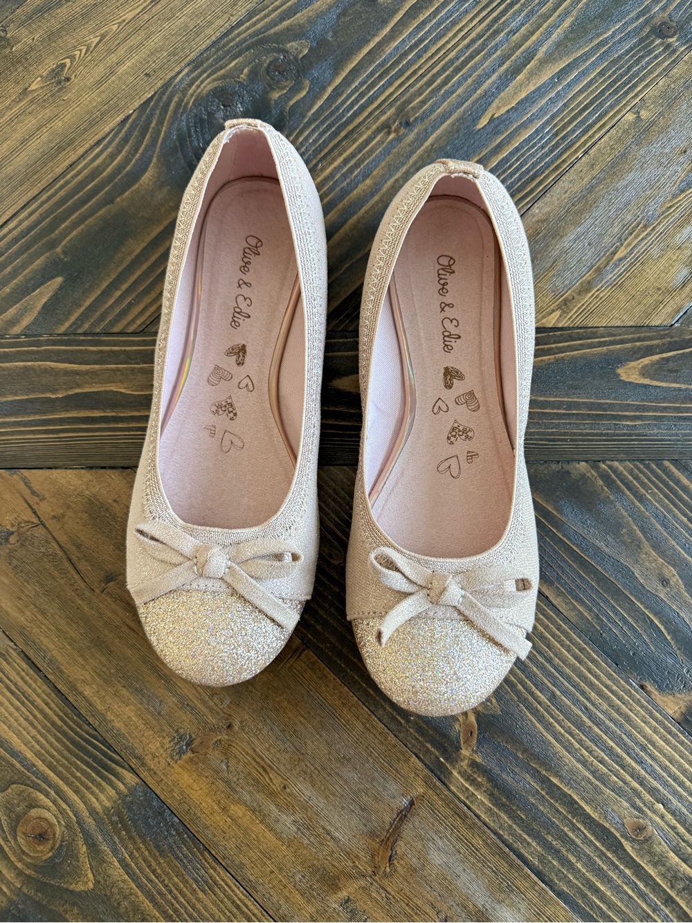 Girls' Glitter Bow Ballet Flats